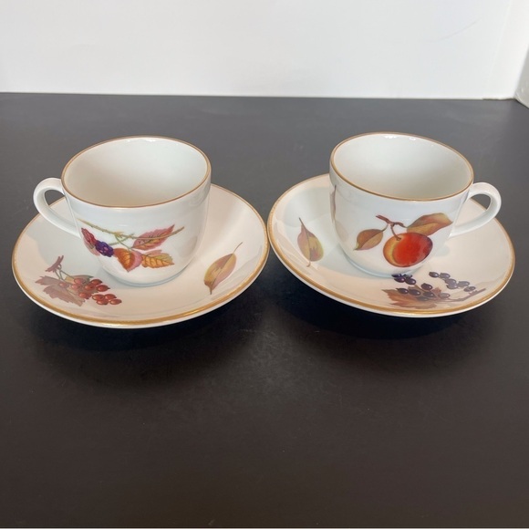 Royal Worcester Evesham Two Cup and Saucer Sets - Picture 1 of 7